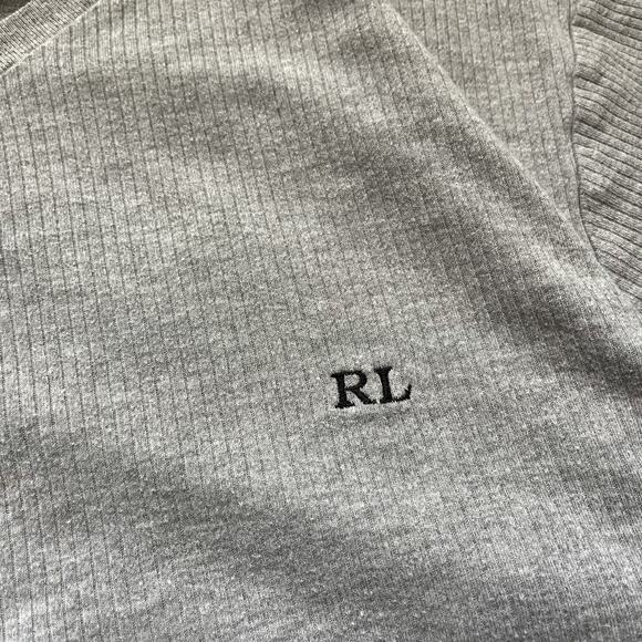 Vintage Ralph Lauren “RL” initials Mens XL gray Lambswool V-Neck Short sleeve - Picture 2 of 5